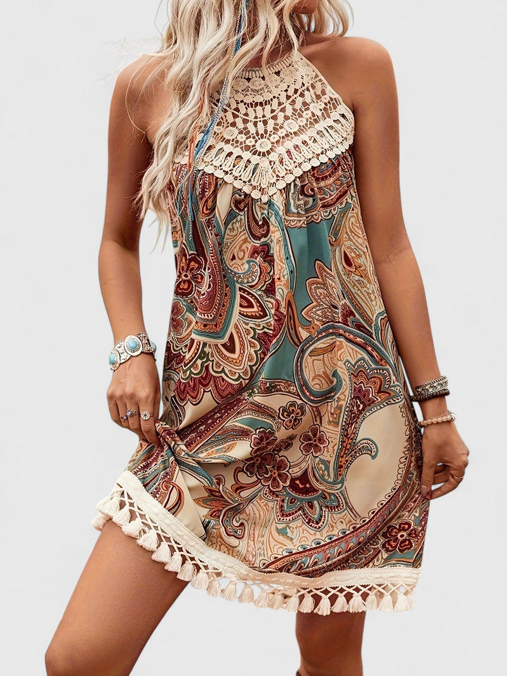 Graceful Special Paisley Print Spliced Dress