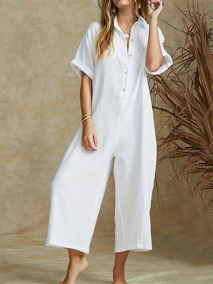 Lisbon Button Front Loose Jumpsuit