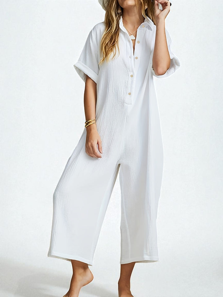 Lisbon Button Front Loose Jumpsuit