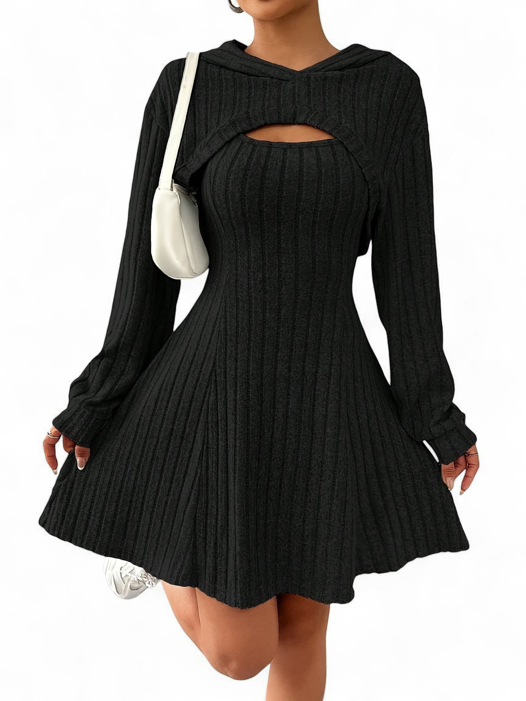 Paris Ribbed Hoodie Dress Set