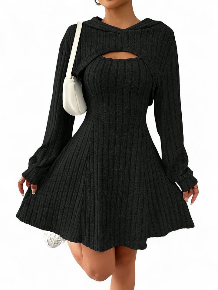Paris Ribbed Hoodie Dress Set