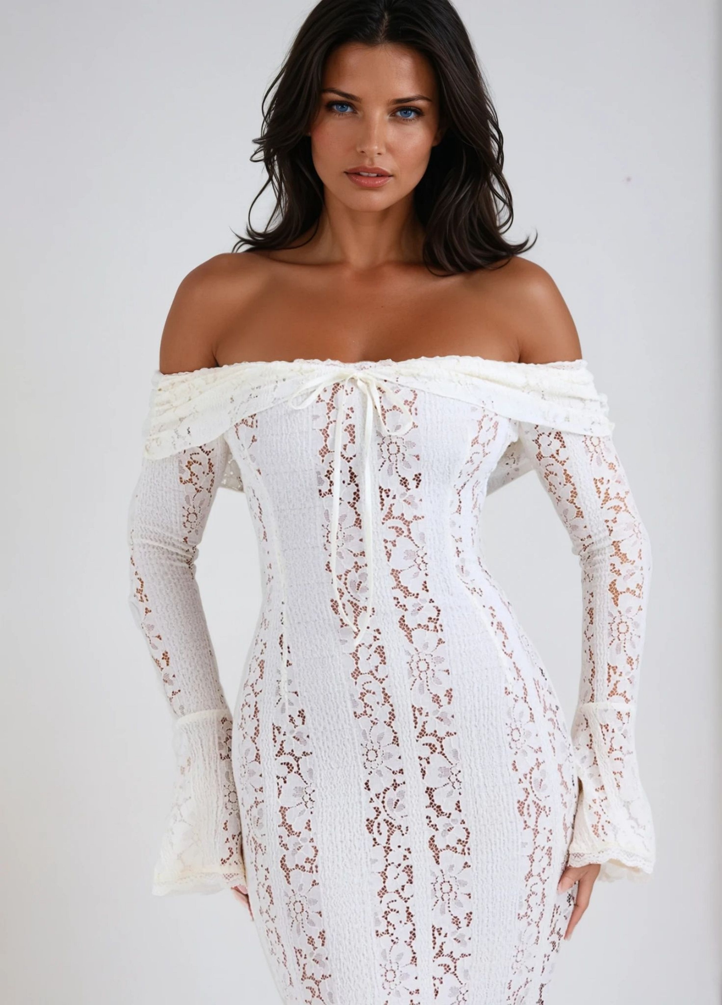 Clarisse Lace Maxi Dress - White Eliora