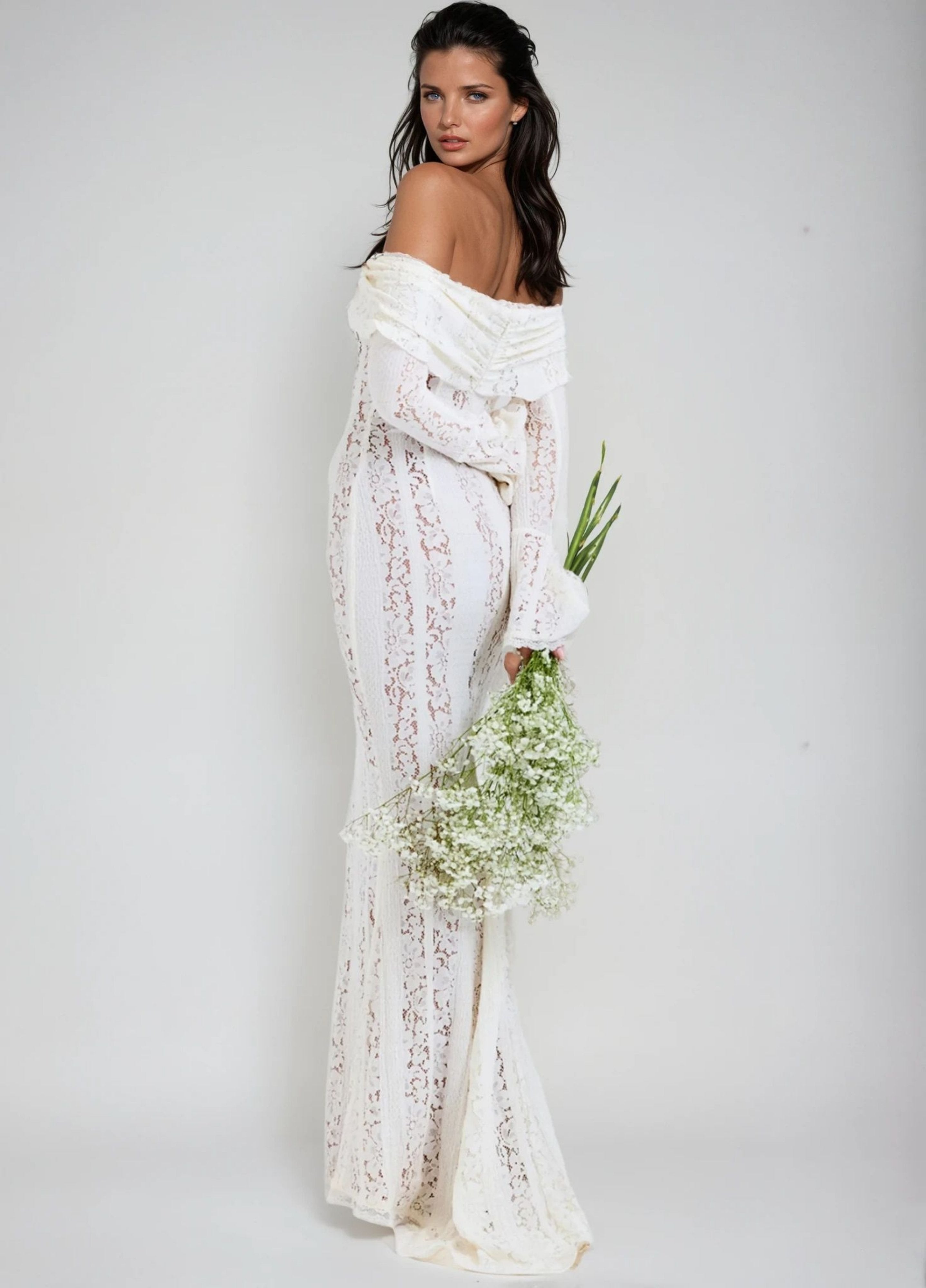 Clarisse Lace Maxi Dress - White Eliora