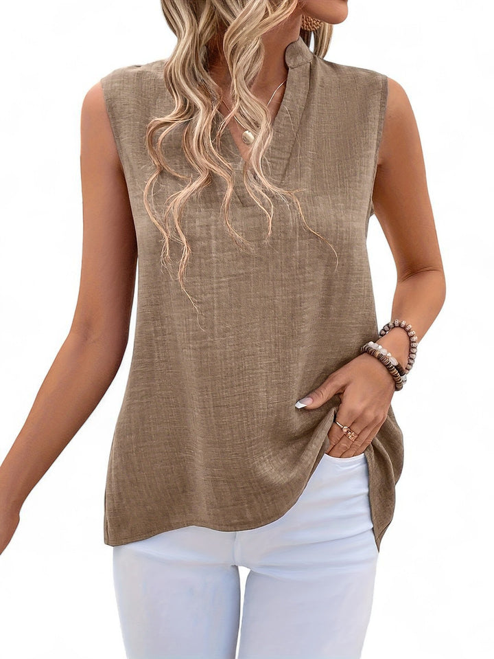Cannes Sleeveless Beige Shirt