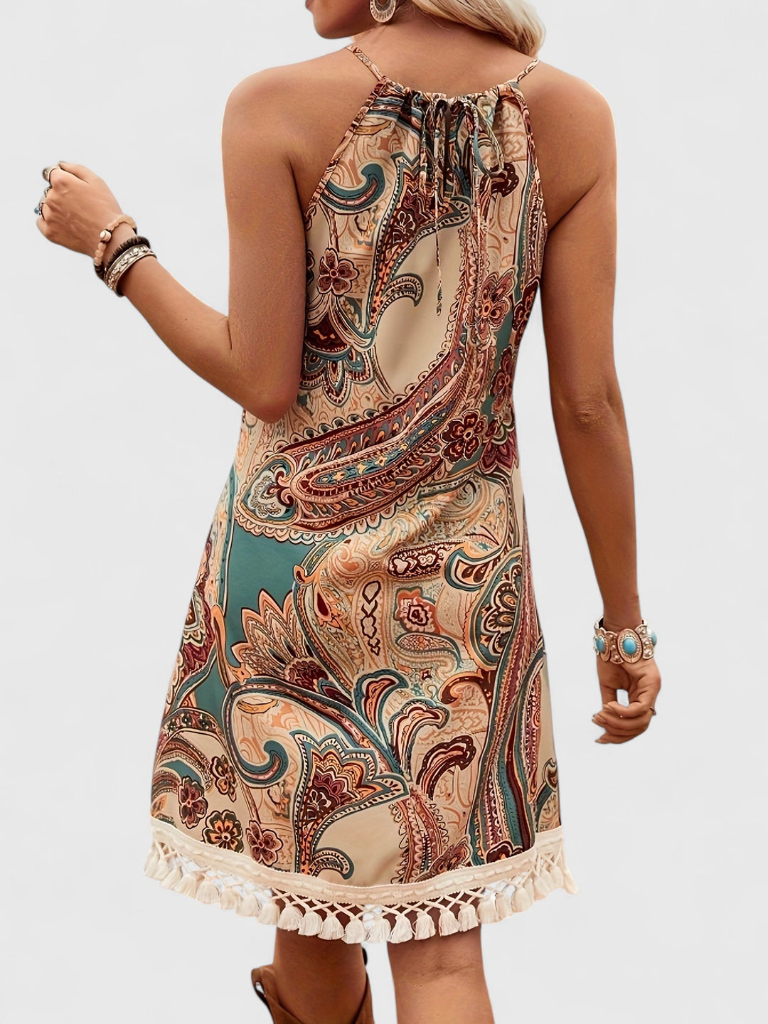 Graceful Special Paisley Print Spliced Dress