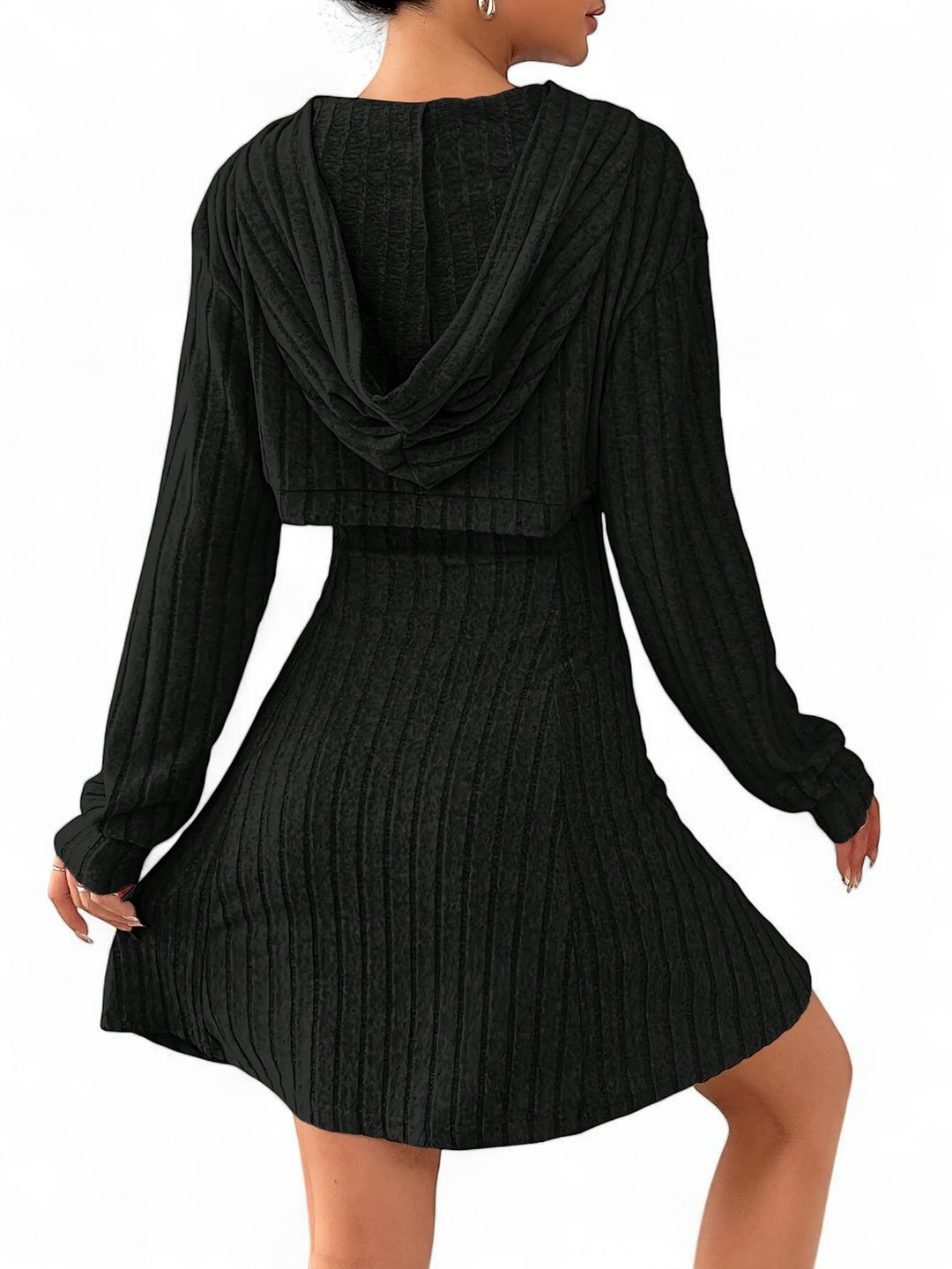 Paris Ribbed Hoodie Dress Set