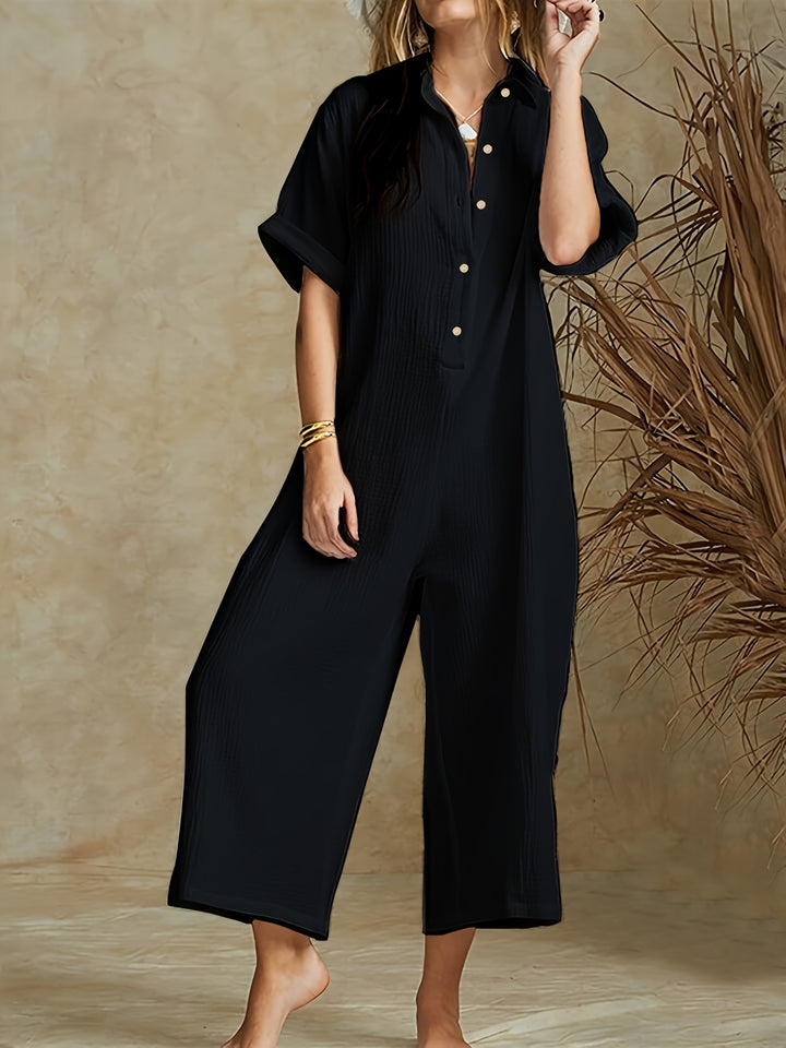 Lisbon Button Front Loose Jumpsuit