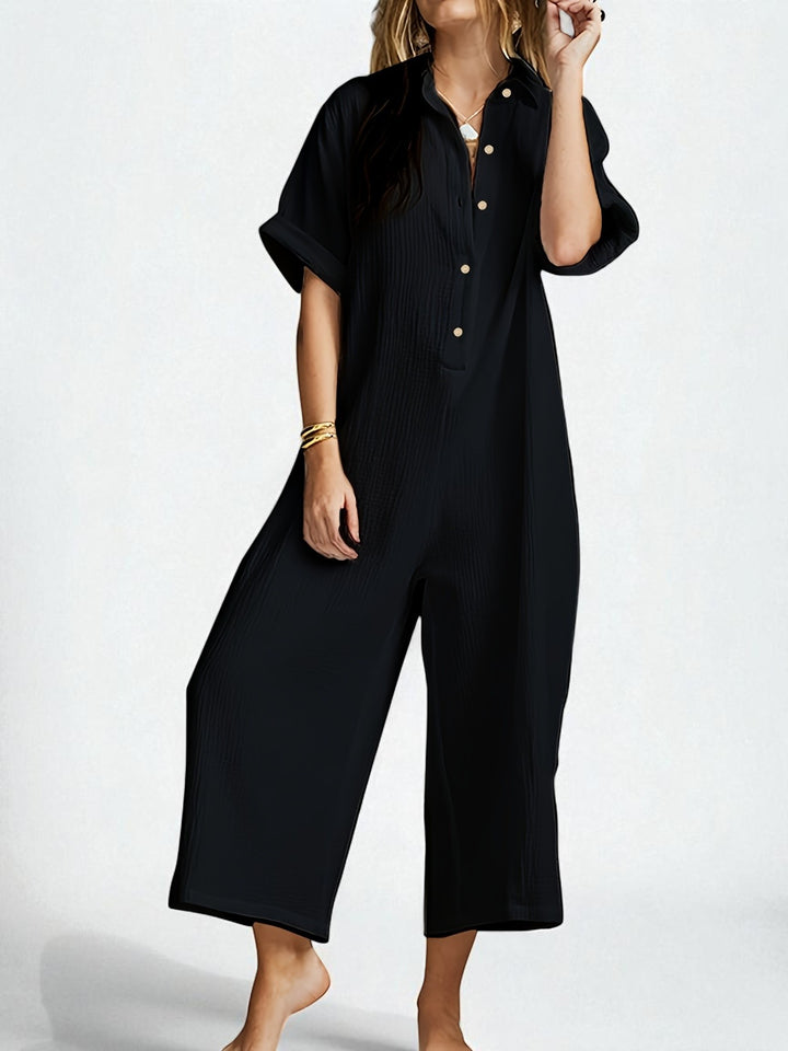 Lisbon Button Front Loose Jumpsuit