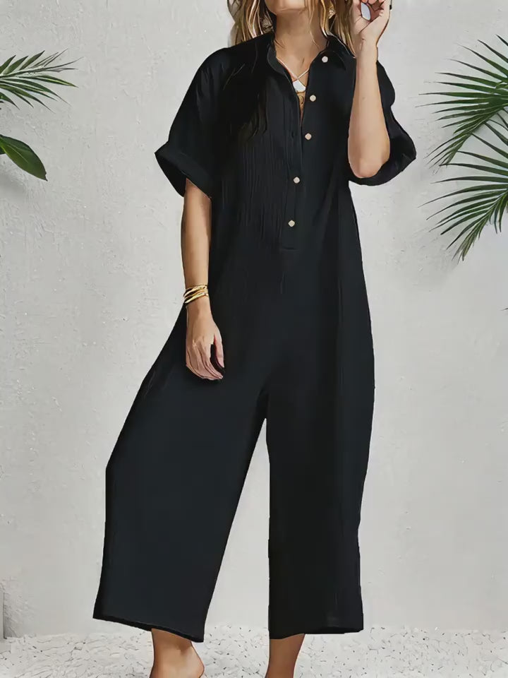 Lisbon Button Front Loose Jumpsuit